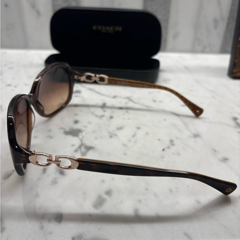 Coach Brown Sunglasses with Tortoise Brown Temples 58-16 135 - Picture 3 of 4